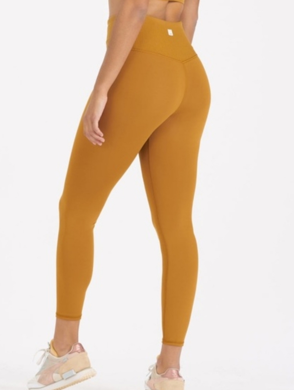 Vuori Rib Studio Leggings Womens Mustard Yellow High Waist Activewear Yoga READ